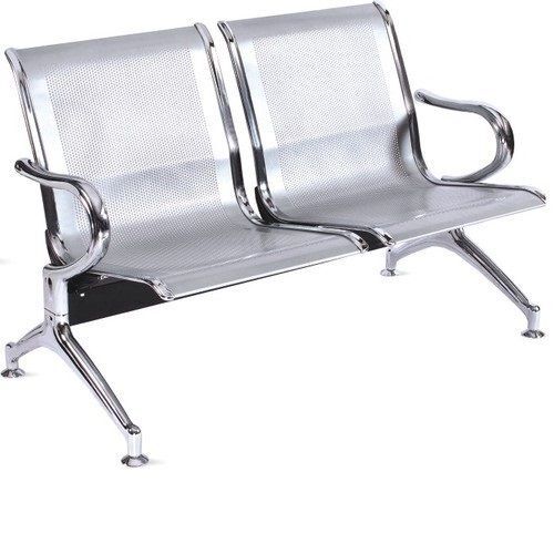 Stainless Steel 2 Seater Waiting Chair - Stainless Steel, Standard Size, Silver | Modern Appearance, Durable, Comfortable, No Assembly Required