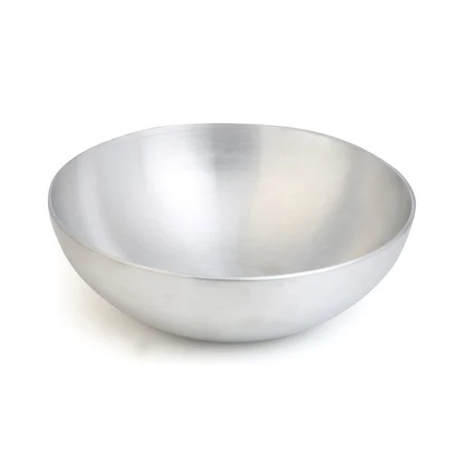 Aluminium Kadai - Aluminum Alloy, 6 Inch, Silver | Round Shape, No Handle, No Lid