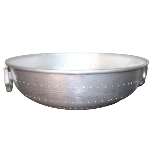Aluminum Rice Strainer - 18 cm Aluminum Alloy Silver Round Shape Side Handles Rust Proof