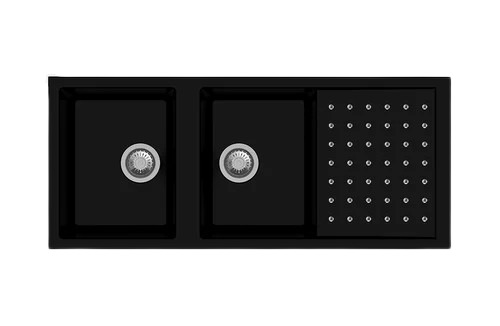 Black Double Dotted Quartz Kitchen Sink