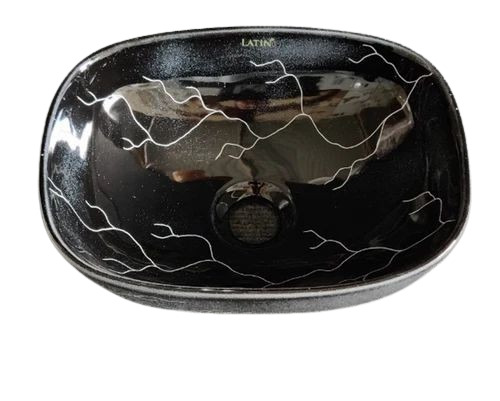 Black Printed Rectangular Table Top Wash Basin