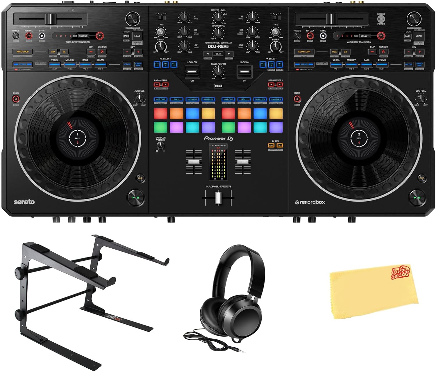 Ddj Rev5 4 Deck Dj Controller Black Bundle With Laptop Stand - Dimension (L*W*H): 12  Centimeter (Cm)