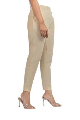 Ladies Beige Cotton Pant