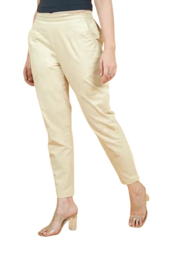 Ladies Light Khaki Cotton Pant