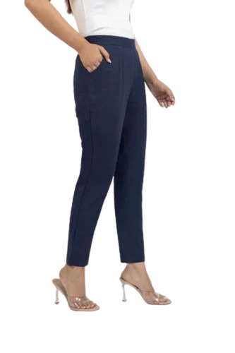 Ladies Navy Blue Cotton Pants