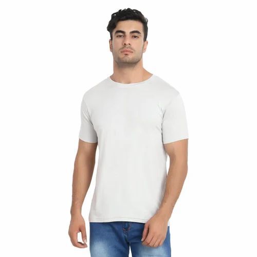 Men White Plain T Shirt