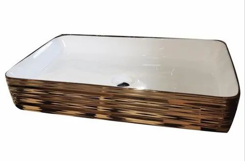 Rectangular Ceramic White Kitchen Wash Basin