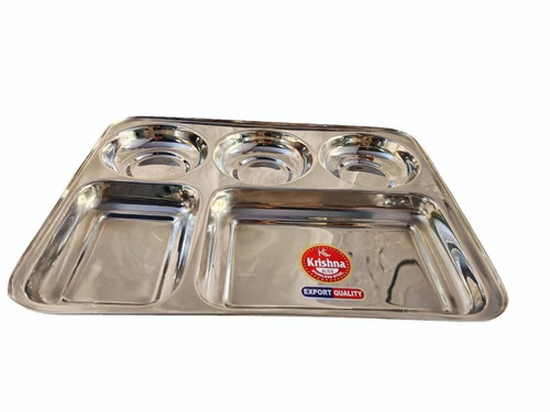 Rectangular Stainless Steel 5 In 1 Compartment Plate
