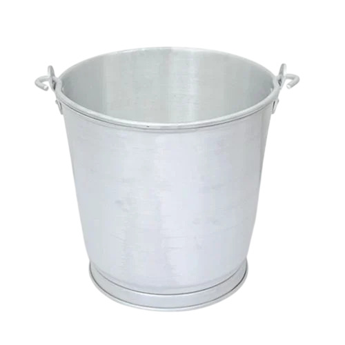 Sliver Aluminum Bucket - 8 L, Silver, Polished | Handles, Home Use