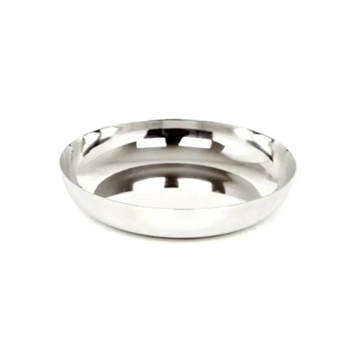 Stainless Steel Dahi Wada Plate - Color: Silver