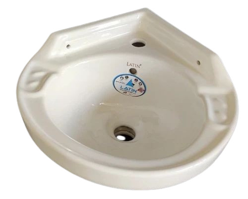 White Ceramic Corner Wash Basin