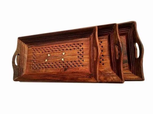 Wooden Coffee Tray Set Of 3