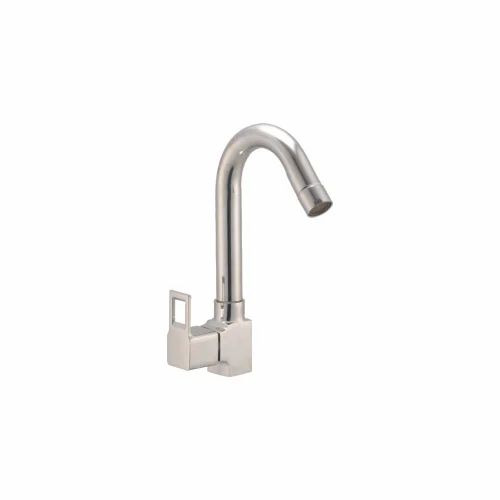 02 Brass Swan Neck Tap - Brass, 11 Inch, Silver | Glossy Finish, Round Shape, Custom Size