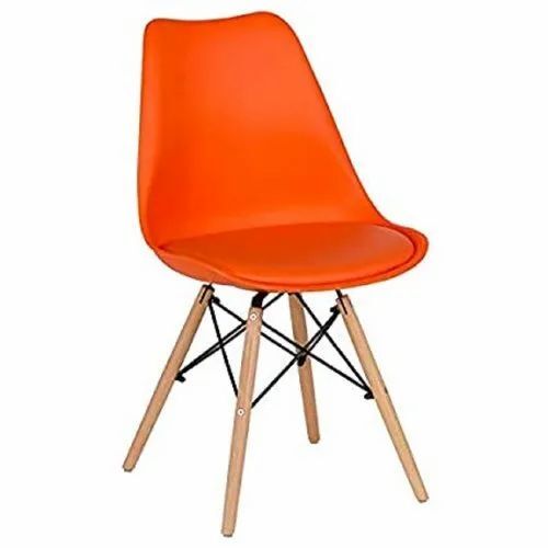1.8 Feet Orange Plastic Cafe Chair - Plastic, 1.8 Feet, Orange, Stackable, Eco-Friendly, Durable, No Assembly Required