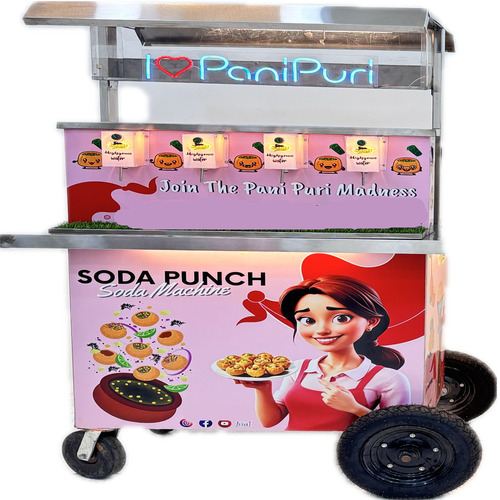 4 Flavours Automatic Cold Panipuri Cart - Capacity: 1000 Ltr