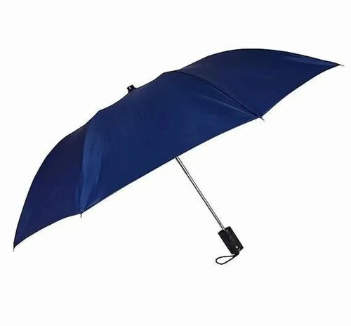 Blue Color Plain Umbrella - Polyester Standard Size Blue Foldable | Plastic Handle Eco Friendly Comfortable
