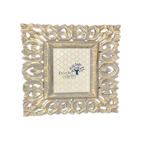 Decorative Wooden Photo Frame - Rectangular Wood, Golden Finish, Wall Mount | Fancy Durable Design
