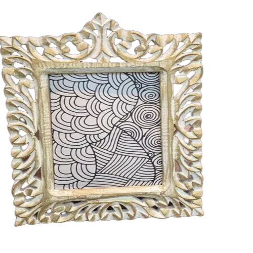 Fancy Wooden Photo Frame - Wood, Brown, Wall Mount, Rectangle | Polished Carving, Decorative Photo Display