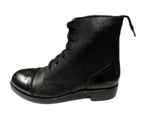 Mens Leather Drill Boots - Color: Black