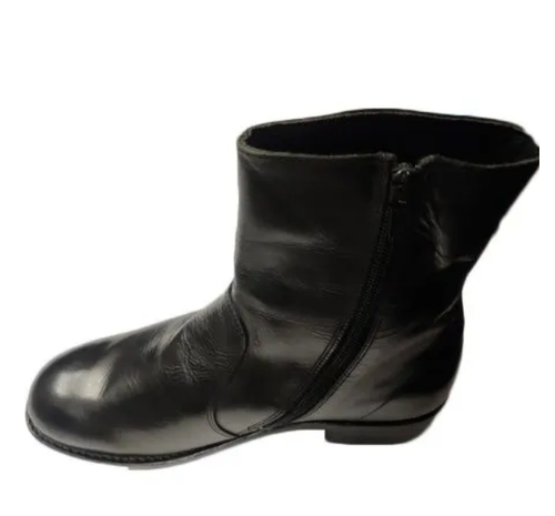 Mens Leather Zip Boots - Color: Black
