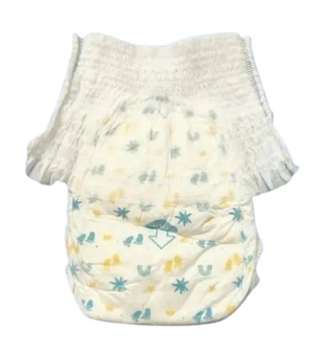 Printed Large 1 Baby Diaper Pants - Cotton L White, Up To 12 Hours Absorption, Leak Guard, Anti-Bacterial