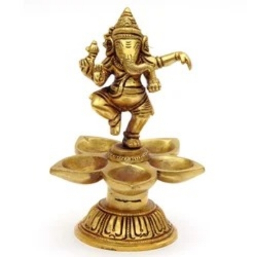 Traditional Brass Oil Diya - Color: Brown