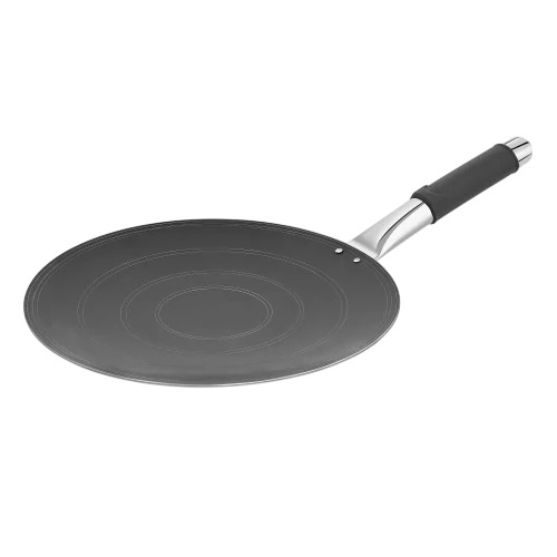 Concave Iron Tawa - Cast Iron, 8 Inch, Black | Stainless Steel Handle, Non Stick Surface