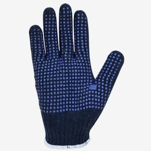 Cotton Knitted Single Dotted Gloves Navy Blue, Ft605sd