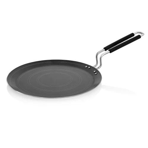 Iron Multi Tawa - Cast Iron, 8 Inch, Black | Single Long Backlite Handle, 4mm Thickness, Non Stick, 700 ML Capacity