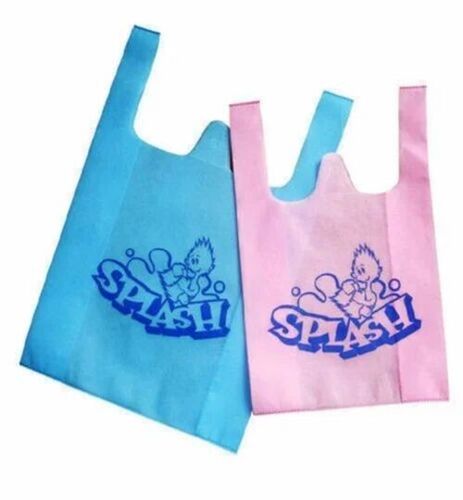 2kg W Cut Printed Non Woven Bag - Non Woven, 2kg, Pink Blue | Biodegradable, Moisture Proof, Hand Length Handle