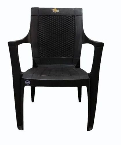 Black Plastic Arm Chair - Plastic, Black, Indoor Use | Durable, Easy to Clean, Stackable, Arm Rest
