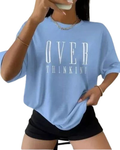 Blue Ladies Cotton Oversize T Shirt