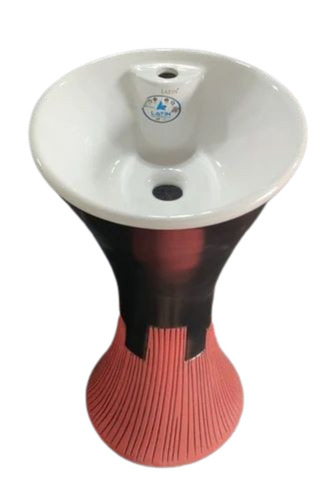 Damru Shaped Ceramic Pedestal Wash Basin