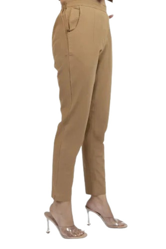 Ladies Brown Cotton Pants