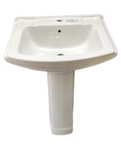 Plain White Ceramic Pedestal Wash Basin