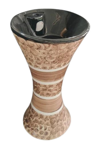 Printed Ceramic Free Standing Pedestal Wash Basin