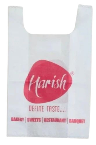 Shopping U Cut Printed Non Woven Bag - 5 Kg Capacity, White Glossy, Hand Length Handle, Eco Friendly