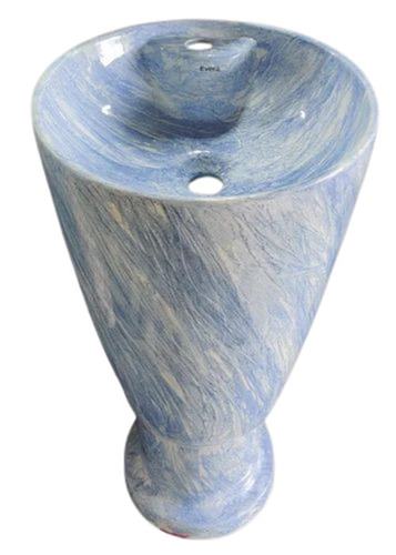 Sky Blue One Piece Pedestal Wash Basin