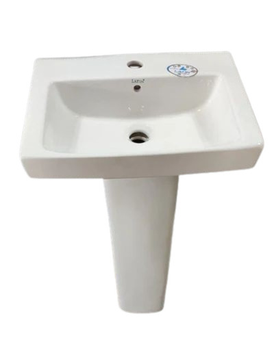 White Rectangular Ceramic Pedestal Wash Basin