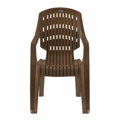 Plastic High Back Chair - Plastic Rectangular, Brown, Polished | Durable, Water Resistant, Easy to Clean, Modern Appearance