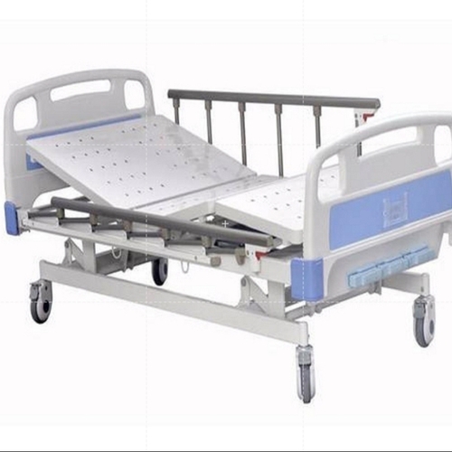 White Manual Hospital Icu Bed - Stainless Steel, White, Foldable | Adjustable Angle, Portable, Easy Operation