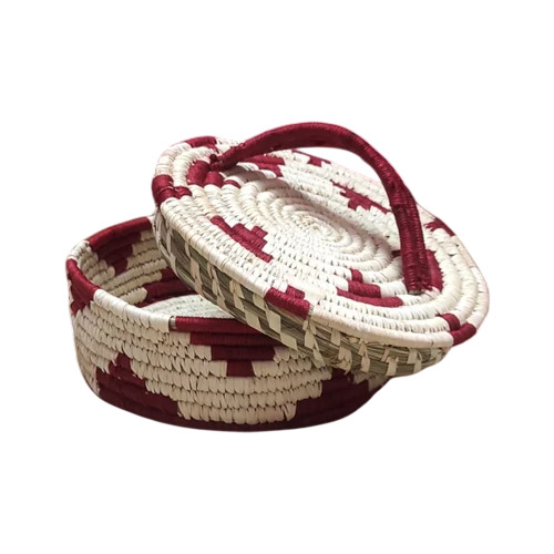 Handicraft Sabai Sea Kauna Grass Hamper Round Basket With Lid