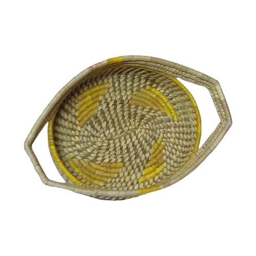 Sabai Sea Kauna Grass Handicrafts Kadhai Tokris Basket - Sabai Grass, Multicolor, Handmade | Eco-Friendly Storage Basket with Handles