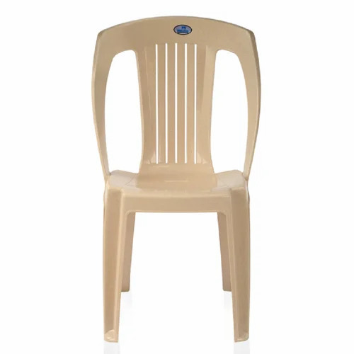 Beige Plastic Medium Chair - Modern Style, Textured Surface, Stackable, Durable, Water Resistant
