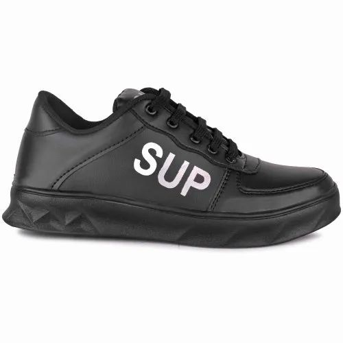 Black Color Men Casual Shoes - Canvas Upper, PVC Sole, Size 6-10 | Comfortable, Lightweight, Modern Design, Semi-Round Toe