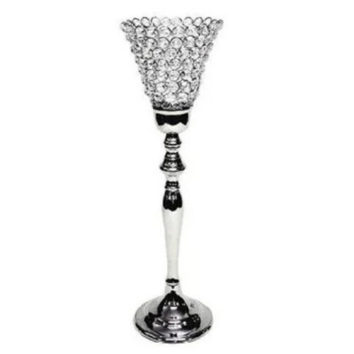 Crystal Candle Stand - Crystal, Round Shape, Free Standing | Durable Build, Shiny Surface, Artistic Craftsmanship