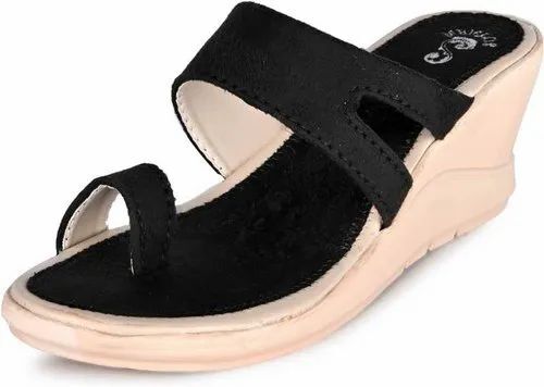Daily Wear Ladies Sandals - Faux Leather, Size 6 to 10, Multi Color | Comfortable, Light Weight, Medium Fancy Heel, Slip On Style