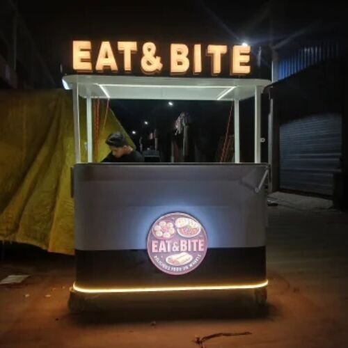 Fast Food Cart - Iron, Standard Size, Brown | Durable, Stylish, Color Coated Surface