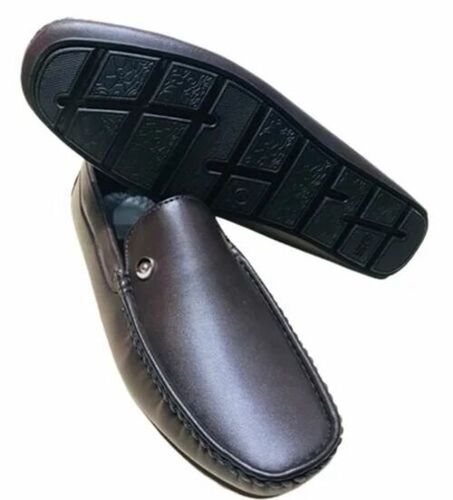 Men Black Slip-On Loafer Shoes - Synthetic Leather, Size 7, Plain Pattern | Comfortable, Lightweight, Modern Semi-Round Toe