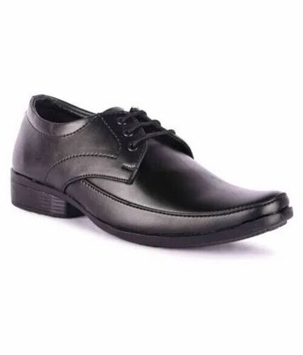 Men Lace Up Black Synthetic Leather Formal Shoes - Synthetic Leather, Size 6-10, Matte Black | Pointed Toe, Low Heel, PVC Insole, Polished Finish